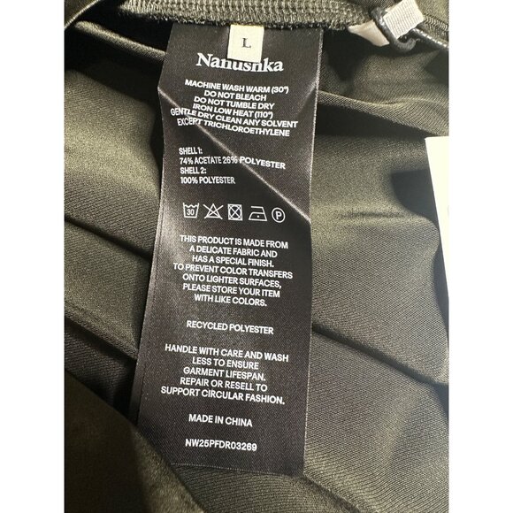 Nanushka Heceta Mesh Jersey & Slip Satin Fabric Blocked Mini Dress - Picture 12 of 12